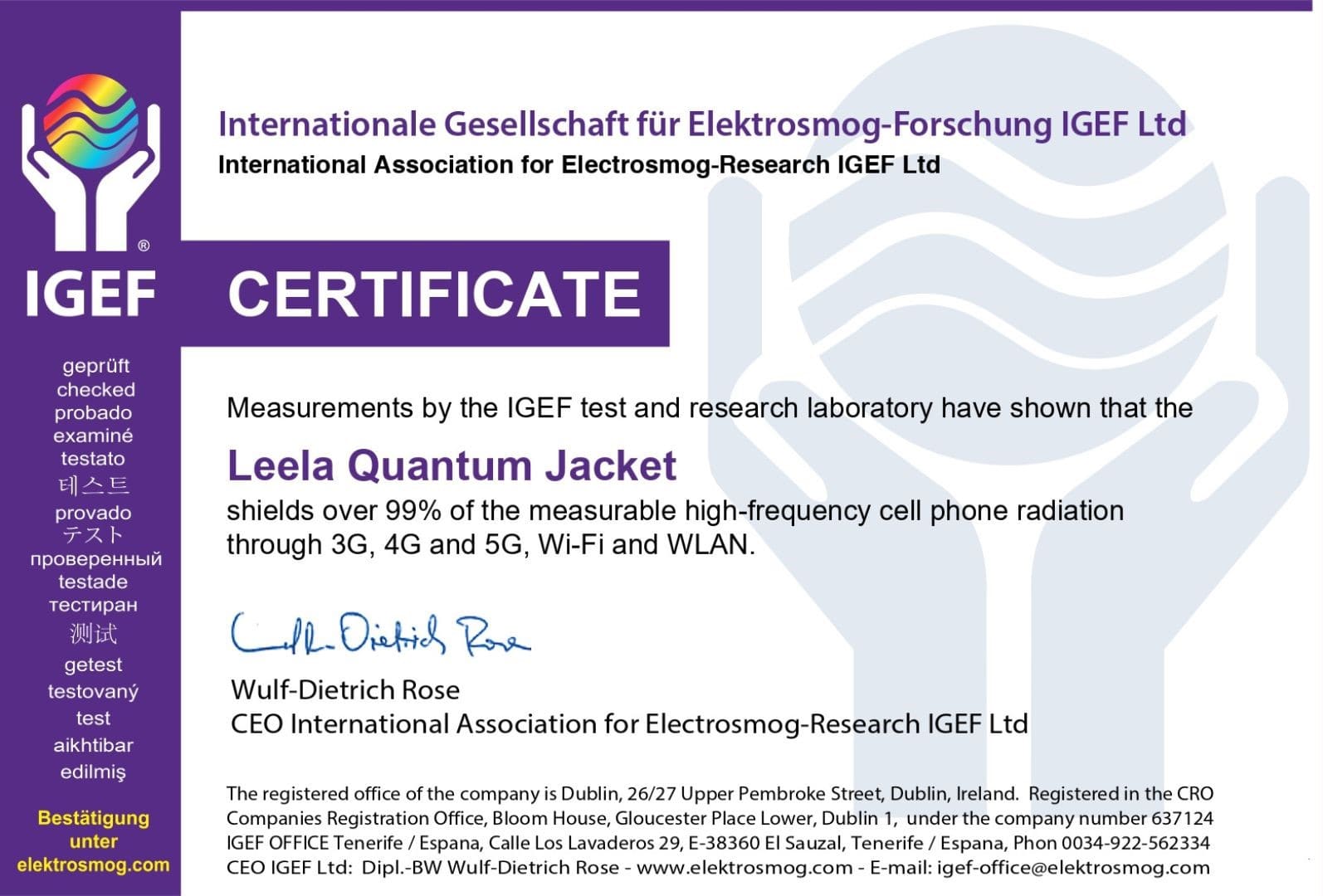 Certificate for Jacket