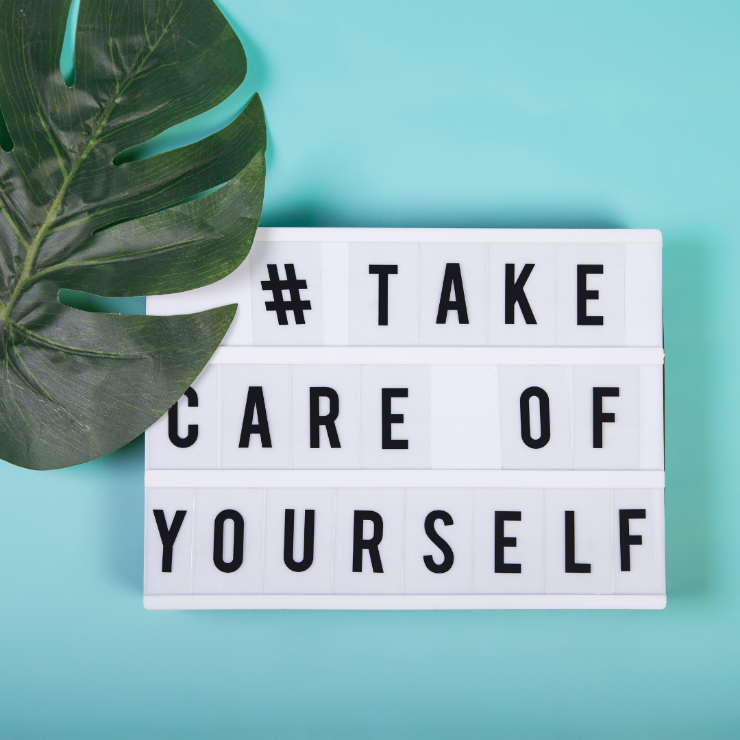 Lightbox with motivational words for self-care, mental health, emotional well-being.