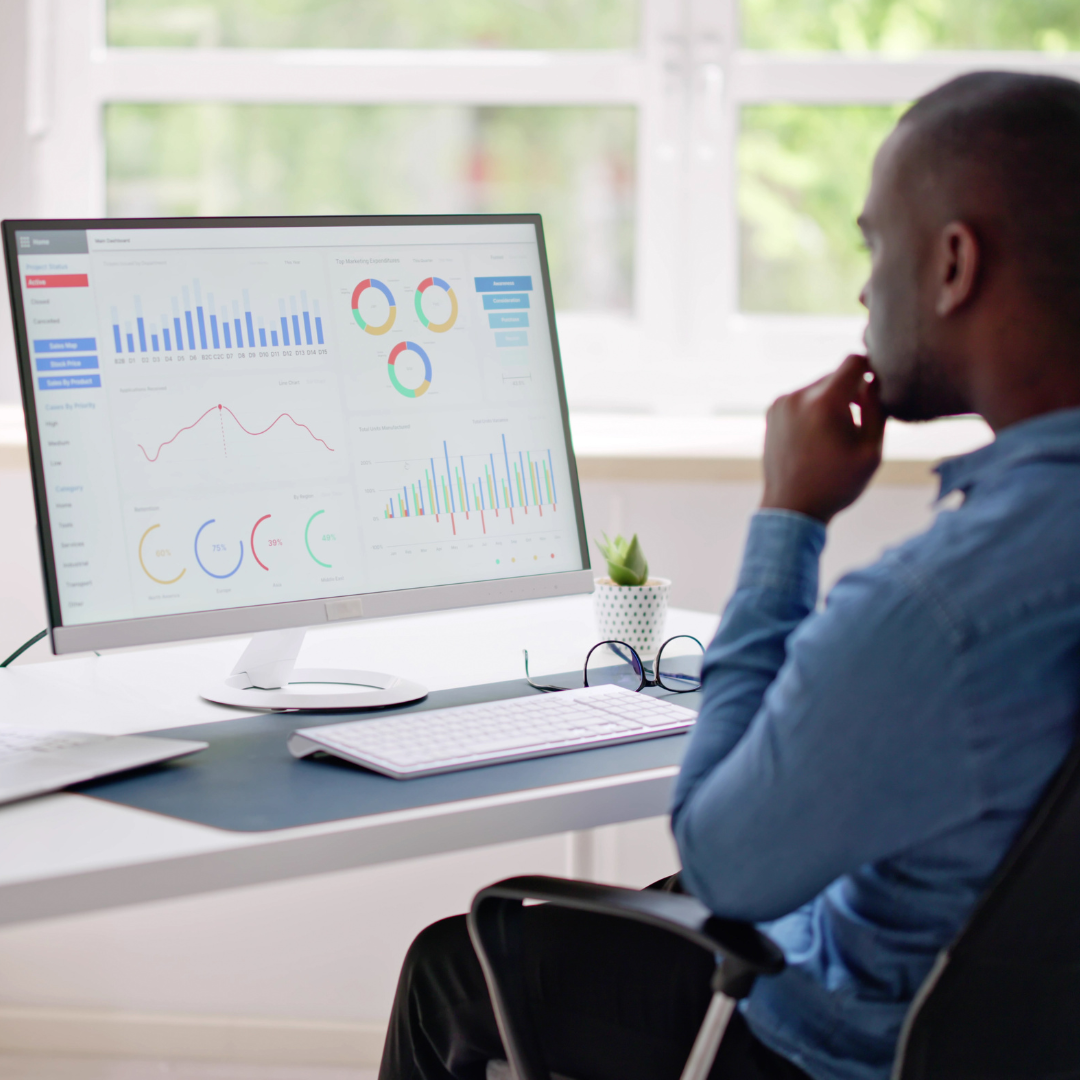 Business Person Reviewing Analytics on Computer