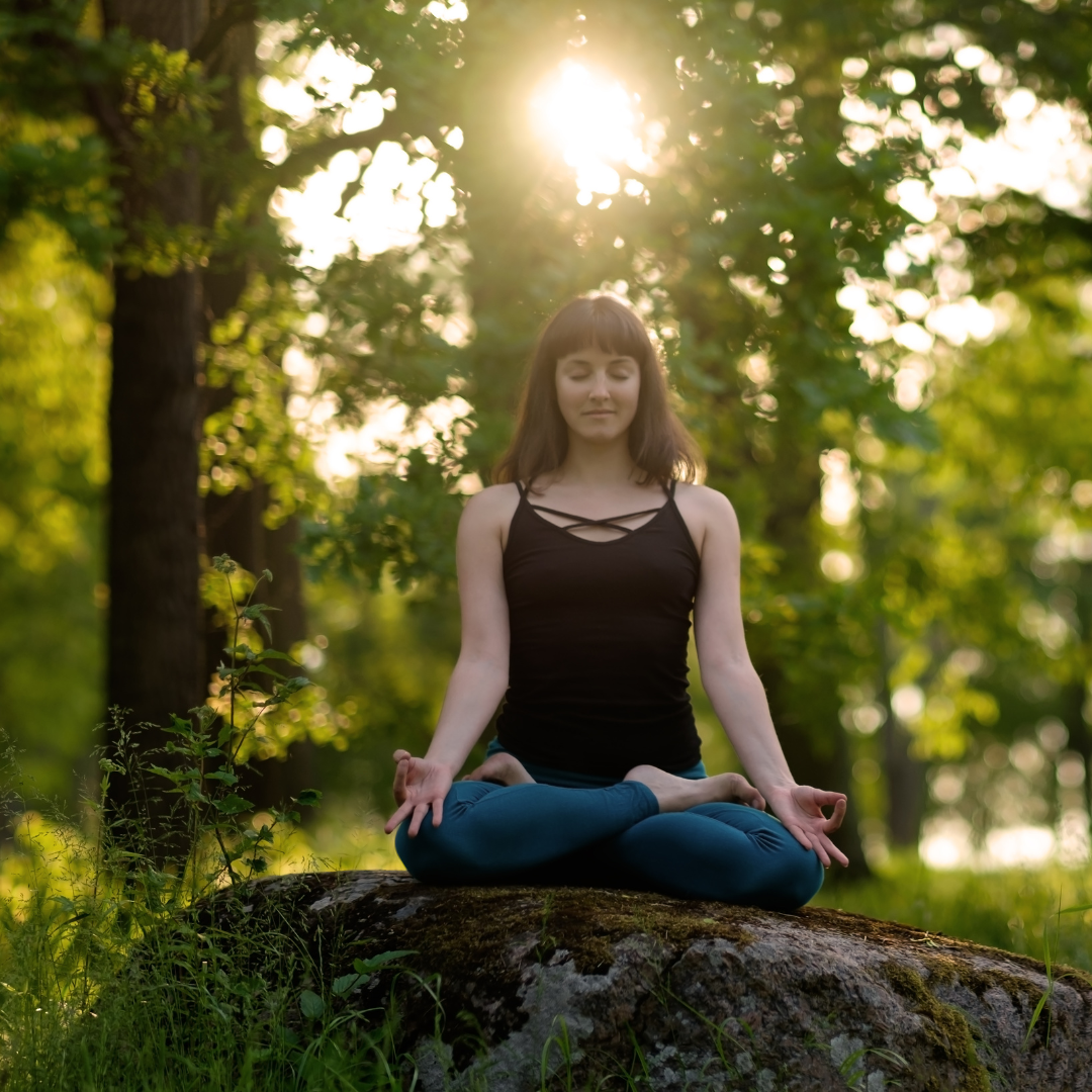 Meditation Healthy Life Exercise Concept. Meditating and Relaxing in Padmasana Lotus Pose