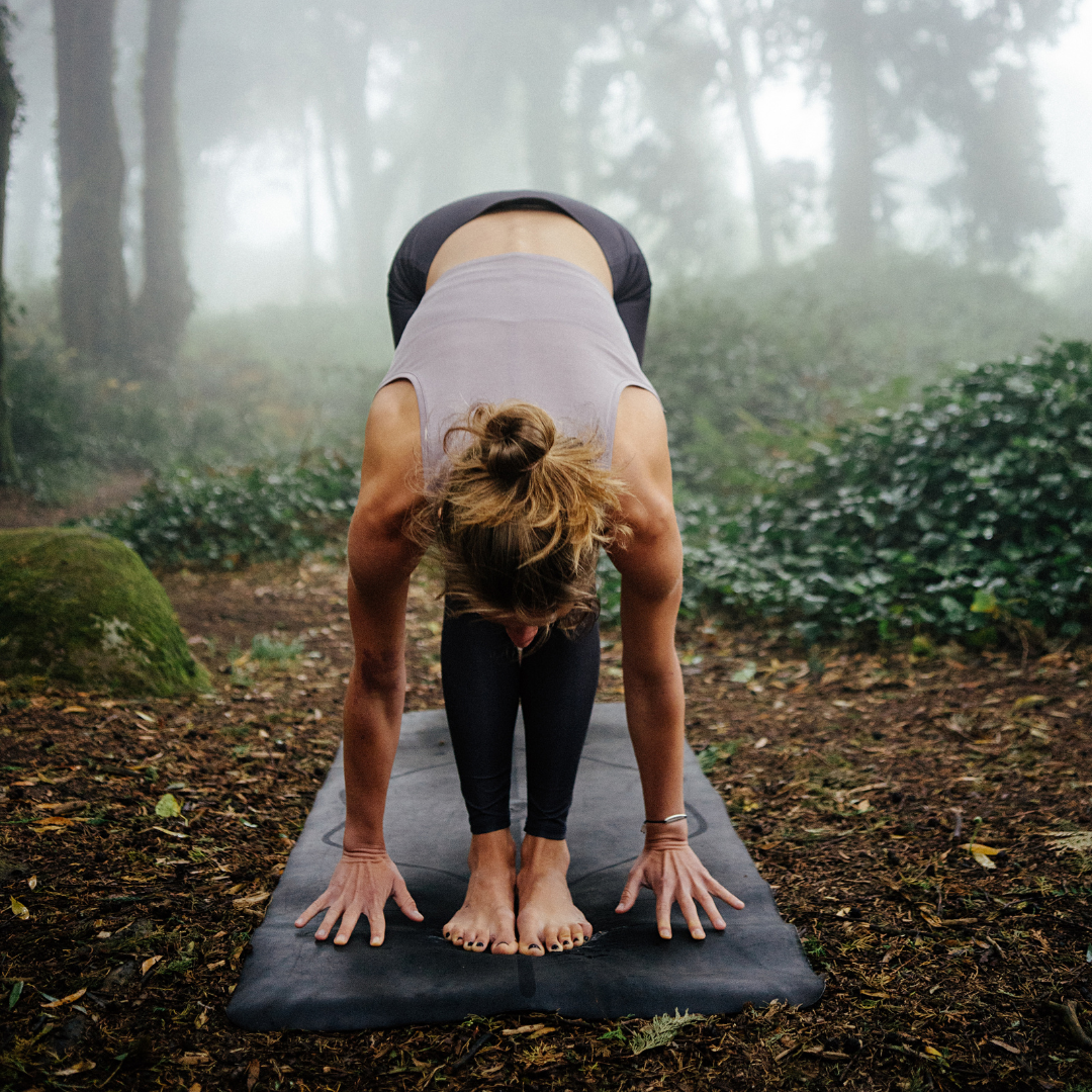 Woman Doing Yoga in Misty Forest