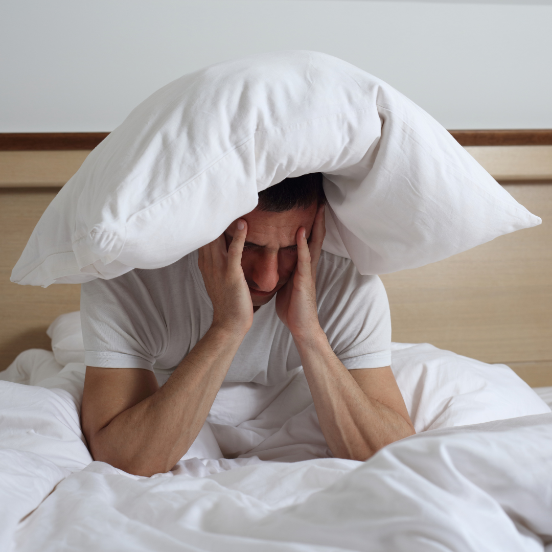 Sleep Disorders and Problems. Man struggling with insomnia.