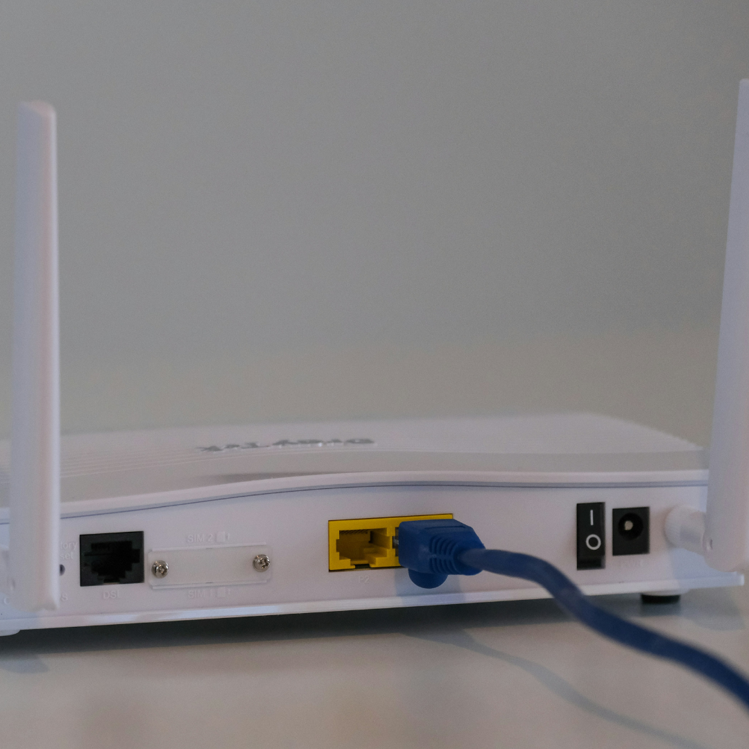 white router on white table