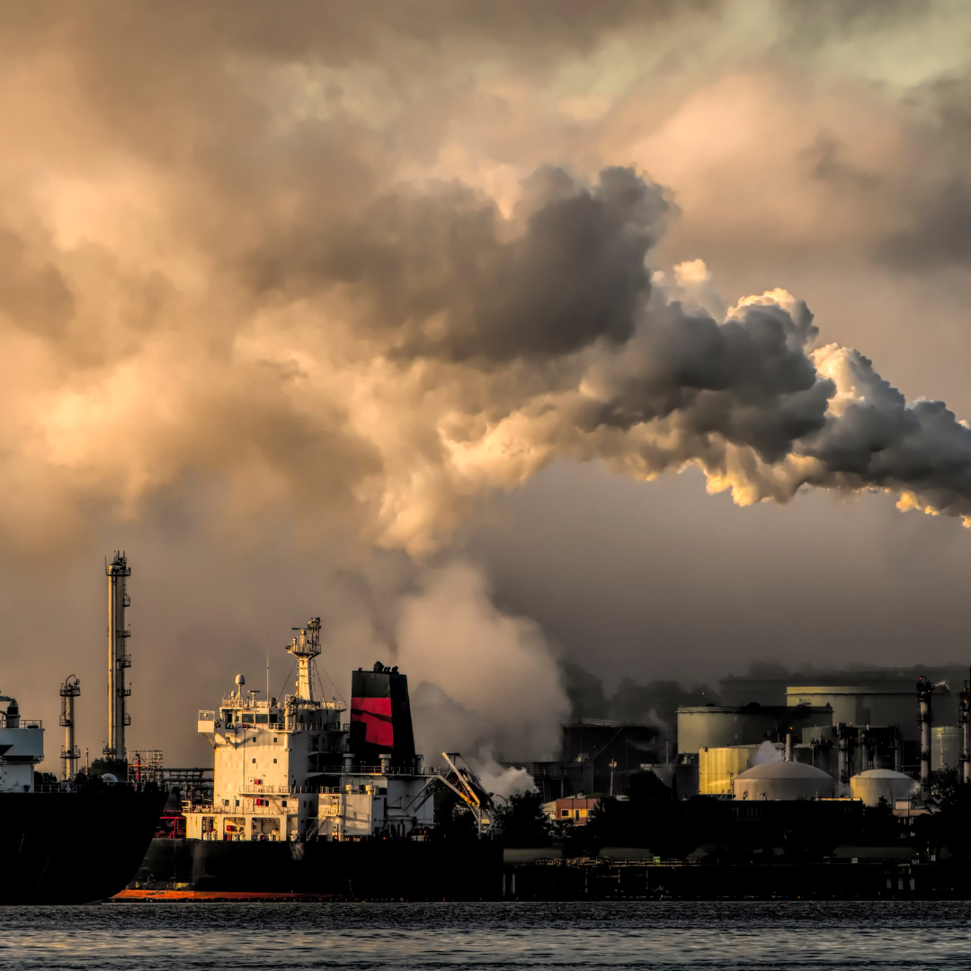 A Smokestack Emission of an Industrial Exhaust Pipes