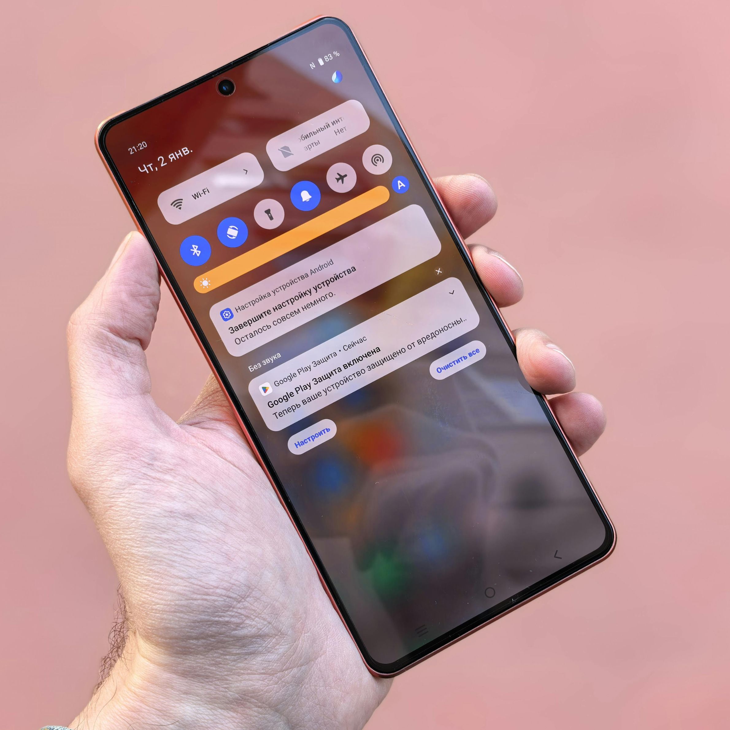 Close-up of Hand Holding Smartphone with Notifications