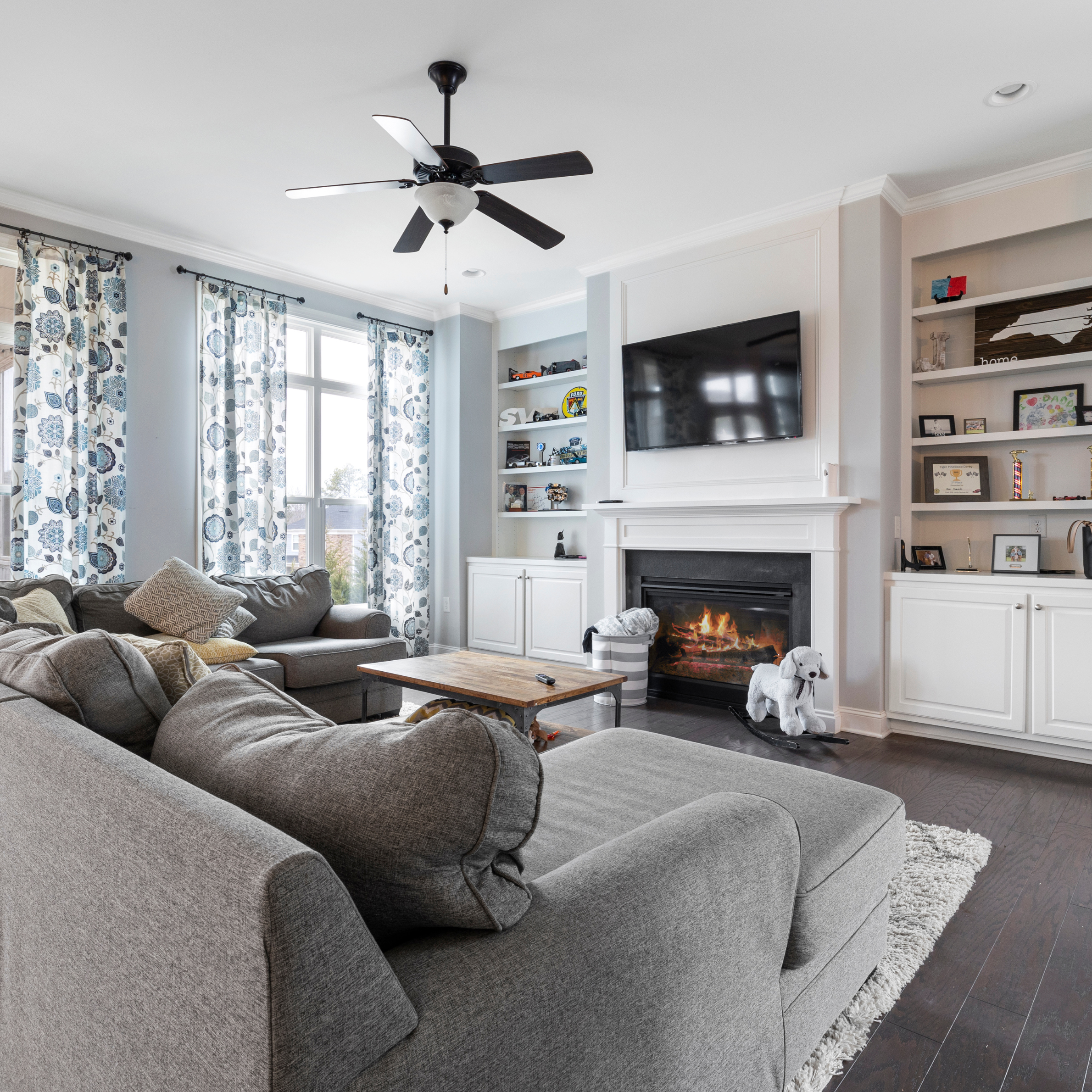 Gray Sofa in a Living Room